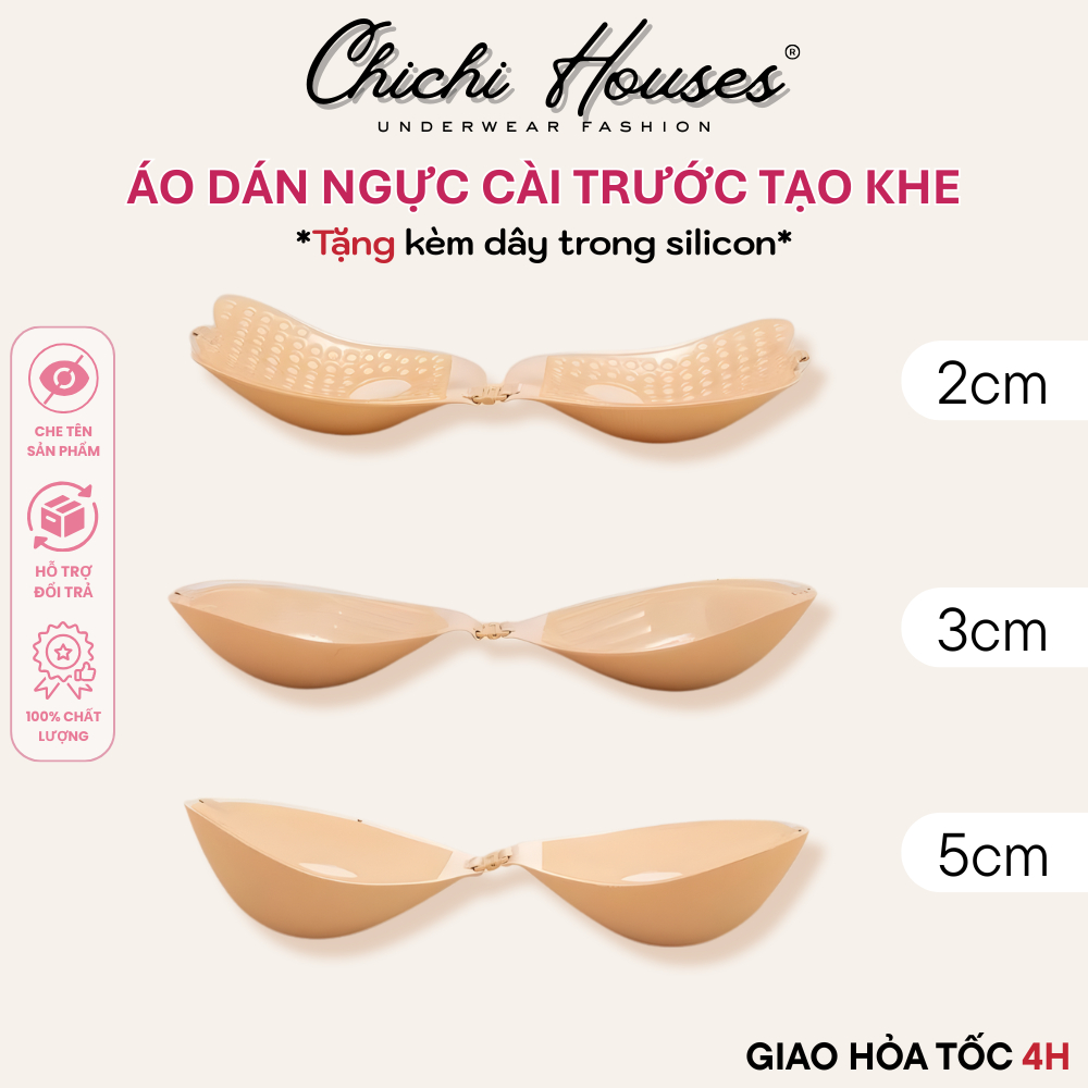 Áo Lót Dán Nâng Ngực Tạo Khe Cài Trước 3cm Kèm Dây Trong Chuyên Mặc Trang Phục Hở Lưng CHICHI HOUSES 0127