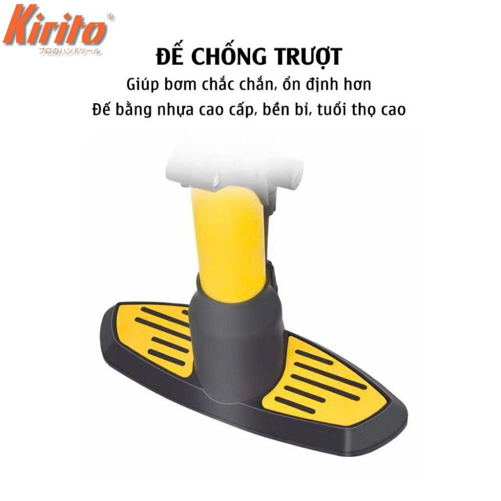 Bơm xe đạp, xe máy, ô tô thương hiệu Kirito nhật bản cao cấp mã 6038B - Bơm chân ngang KRT