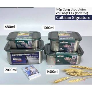 Hộp Inox Cao Cấp Cuitisan Signature Rectangle,nắp khóa 4 cạnh chắc chắn, an toàn trong lò vi sóng, không ám mùi GST HCM
