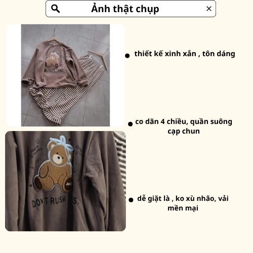 Set đồ nữ, đồ bộ nữ DONNA HCOM3599 thu đông áo gấu nơ mix quần kẻ viền bèo dáng suông