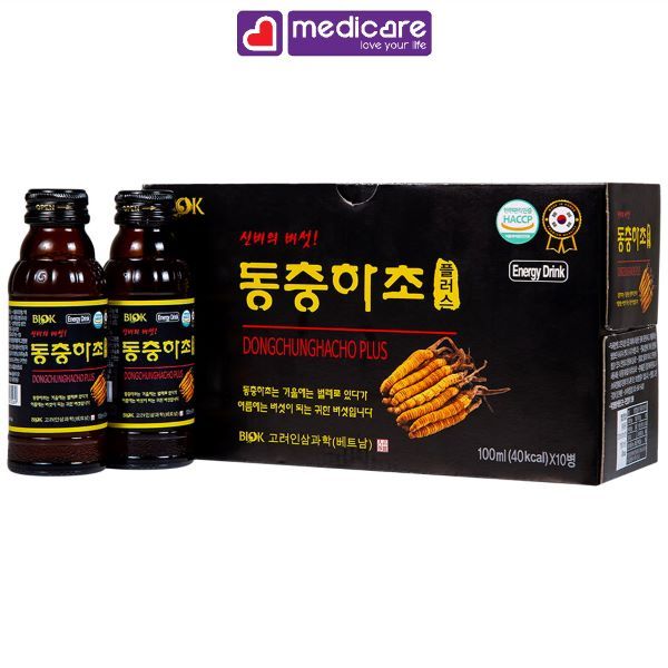Nước uống bổ dưỡng BIOK đông trùng hạ thảo hộp 10 chai 100ml