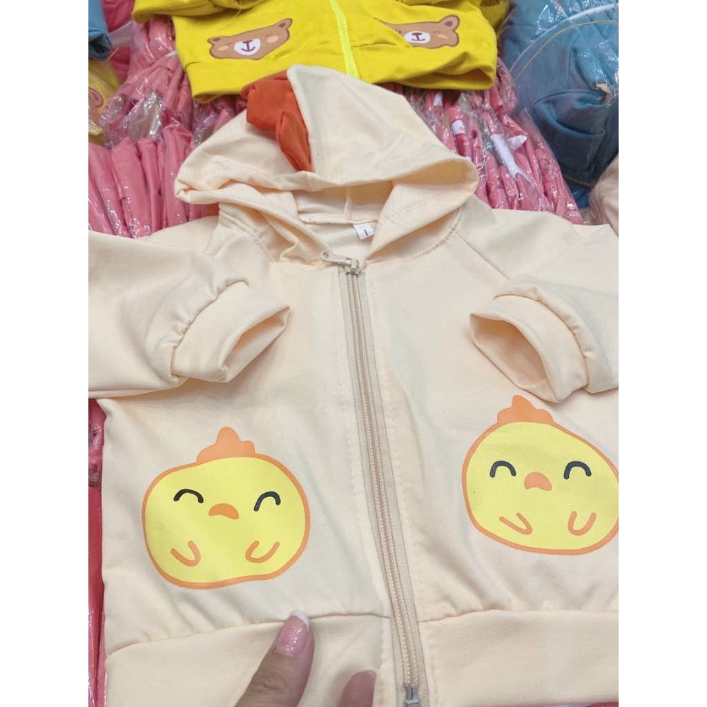 [XẢ KHO] Áo Khoác Nỉ Khóa Kéo Cho Bé Họa Tiết Tai Thỏ Khủng Long Dễ Thương Giữ Ấm Mùa Đông Quà Giáng Sinh Cho Bé