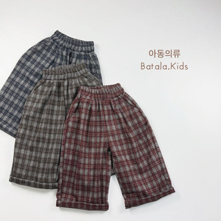 Quần dài thu đông cho bé Batala kids, QUẦN SUÔNG DẠ KẺ CARO 3 MÀU THAN, NÂU, ĐỎ