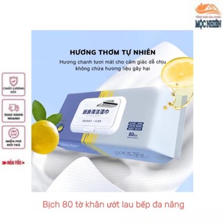 Combo 3 bịch Khăn ướt lau bếp, lau đồ vật đa năng (80 khăn/bịch) - lau sạch hiệu quả, an toàn cho da