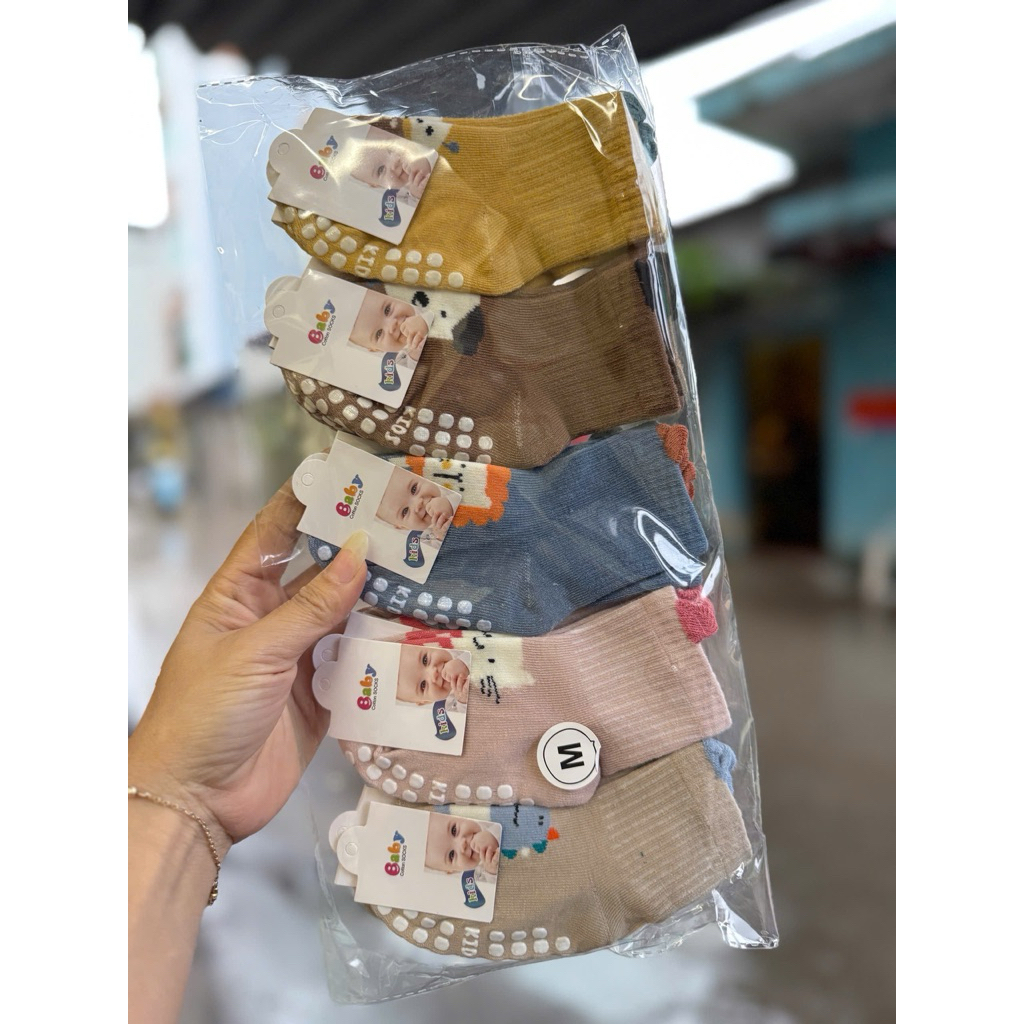 Set 5-10 Đôi Tất Trẻ Em Sơ sinh Hình Thú Chống Trơn Trượt Chất Cotton Mềm Cực Yêu (size 0-3 tuổi)