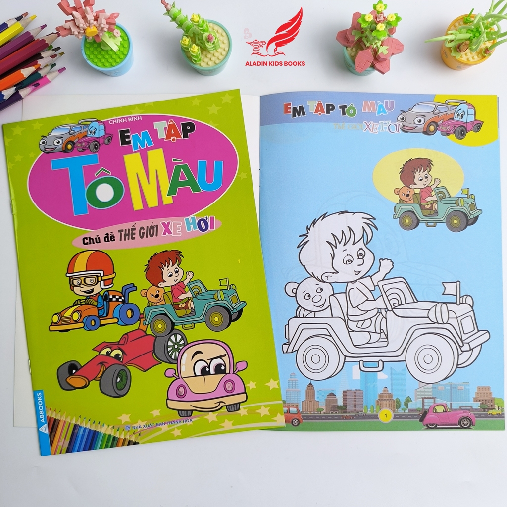 Sách-Bộ 4 Quyển Em Tập Tô Màu – Phương Tiện Giao Thông-Đồ Chơi-Các Loài Chim-Xe Hơi - NXB Thanh Hóa