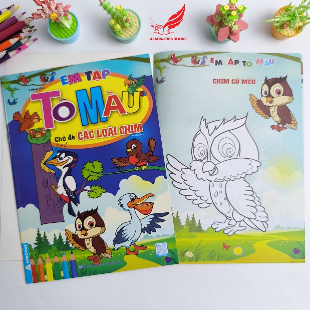 Sách-Bộ 4 Quyển Em Tập Tô Màu – Phương Tiện Giao Thông-Đồ Chơi-Các Loài Chim-Xe Hơi - NXB Thanh Hóa