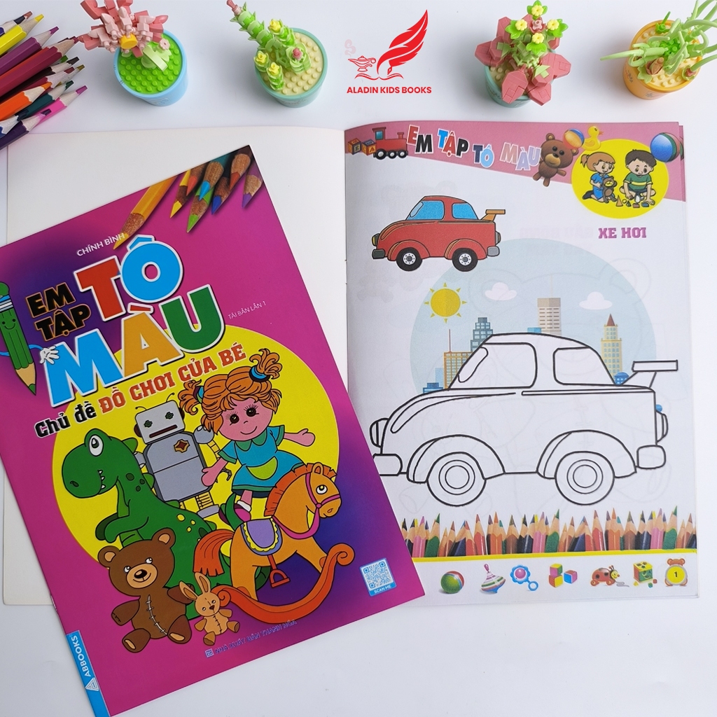 Sách-Bộ 4 Quyển Em Tập Tô Màu – Phương Tiện Giao Thông-Đồ Chơi-Các Loài Chim-Xe Hơi - NXB Thanh Hóa