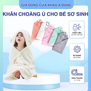 Khăn Choàng Ủ Tắm Cho Bé Sơ Sinh Hình Thú Cho Bé Đáng Yêu Mềm Mại Êm Mịn Không Gây Kích Ứng Da