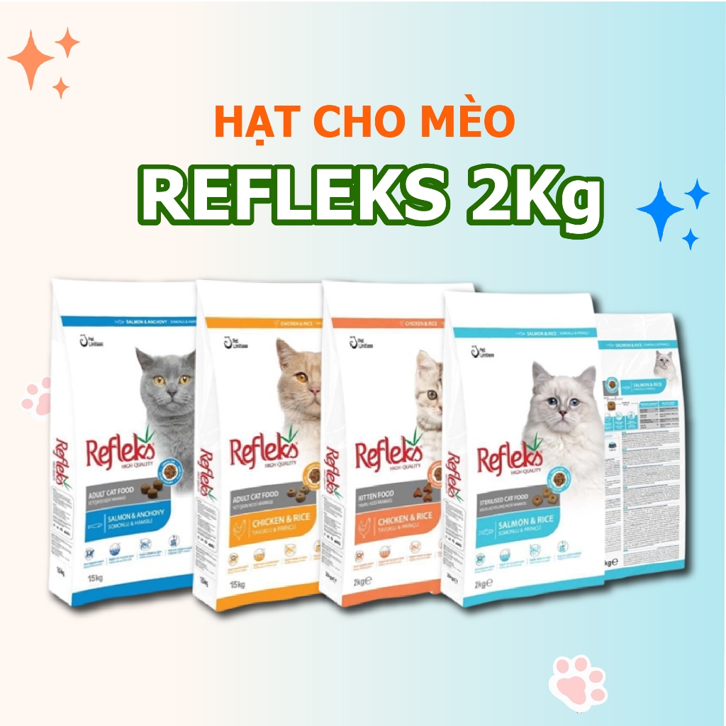 Hạt mèo Refleks 2kg , Hạt cho mèo Refleks Adult Kitten Plus dành cho mọi lứa tuổi đa dạng dinh dưỡng