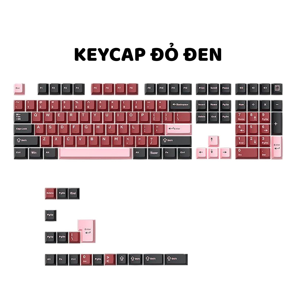 Bộ keycap PBT đỏ đen 126 nút