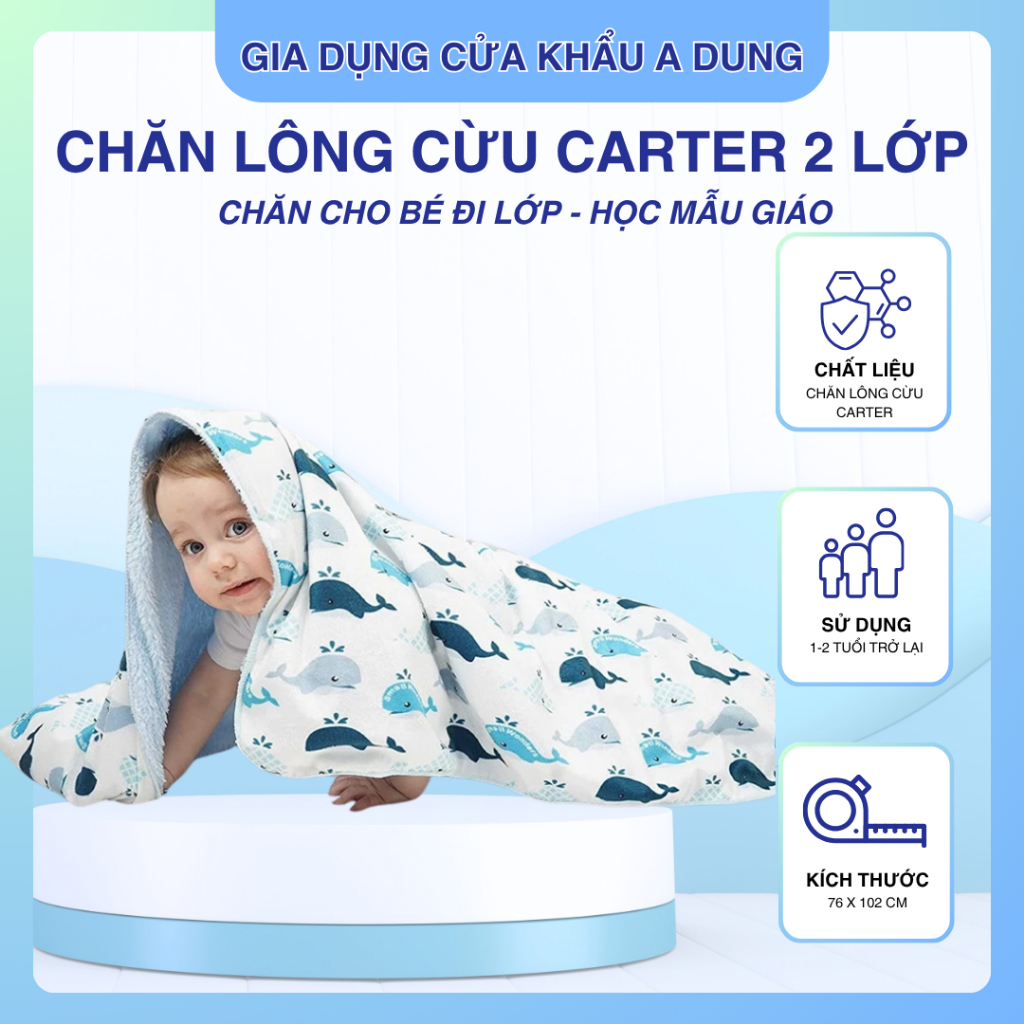 Chăn Lông Cừu Carter Dày Dặn Chăn Cho Bé Đi Lớp Mẫu Giáo Mềm Mại 2 Lớp Hình Thú Ngộ Nghĩnh Ấm Áp Cho Bé