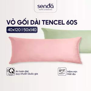 Vỏ gối dài lụa Tencel Sen Đá Home Bedding 40x120 50x140 trơn màu, kẻ sọc, áo gối đôi dùng được cho ruột gối MUJI