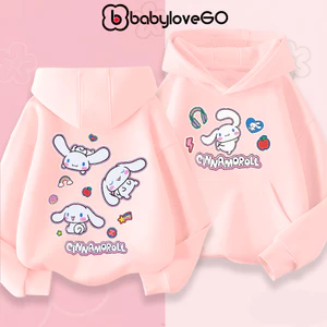Áo nỉ bé gái BabyloveGO áo khoác hoodie dày ấm có túi và mũ trùm đầu cho bé 1-10 tuổi