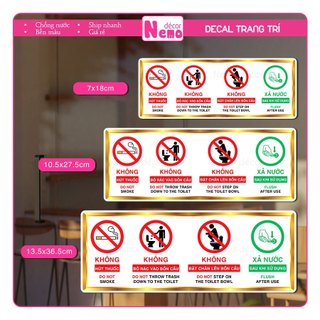 Decal Nội Quy Toilet Nhà Vệ Sinh, Decal Nhắc Nhở Không Bỏ Giấy Vào Bồn Cầu, Không Đặt Chân Lên Bồn Cầu Dán Tường, Kính.