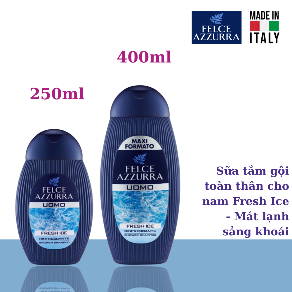 Sữa tắm gội toàn thân cho nam Fresh Ice - Mát lạnh sảng khoái Felce Azzura - NK Ý