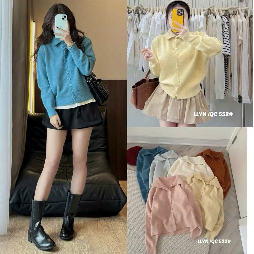 Áo cardigan len trơn CÚC BỌC CỔ BẺ mềm mịn màu pastel  HOT TREND Joolate