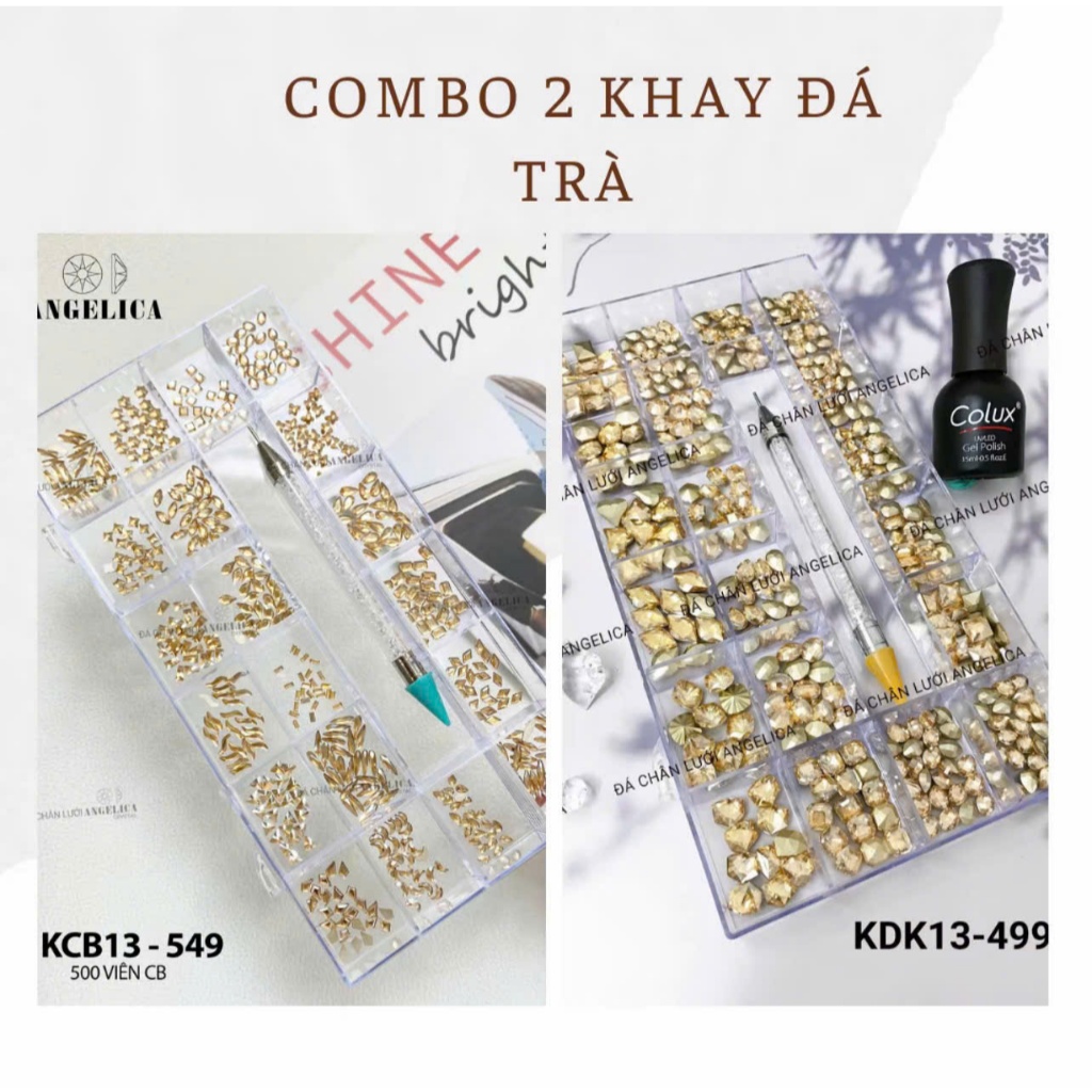 Combo 1 Khay Đá Khối + 1 Khay Đá Chân Bằng Mix Hình Siêu Sáng - Trang Trí Nail