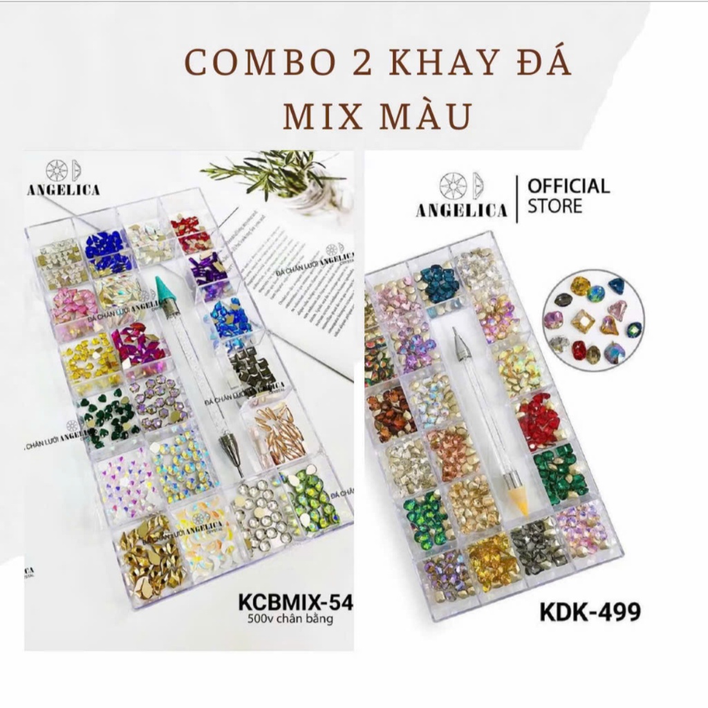 Combo 1 Khay Đá Khối + 1 Khay Đá Chân Bằng Mix Hình Siêu Sáng - Trang Trí Nail