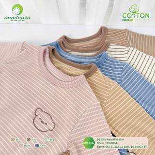 Bộ điều hoà nỉ kẻ tăm cho bé 6-15kg