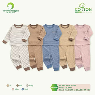 Bộ điều hoà nỉ kẻ tăm cho bé 6-15kg