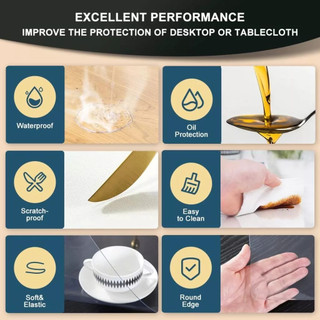 Khăn trải bàn PVC trong suốt chống thấm nước và dầu, Tấm Lót bàn ăn Cao Cấp Chống Trơn Trượt Chống Thấm Miếng nhiều kích