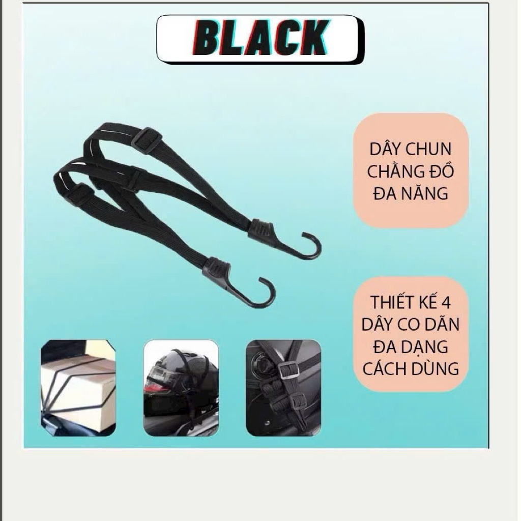 Dây Đai Cố Định Hành Lý  - Dây Chun Chằng Xe Máy & Xe Đạp Kèm 2 Móc Treo An Toàn