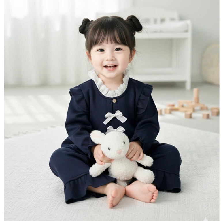 Bộ Quần Áo Dài Tay Mùa Đông Bé Gái Chất Liệu Len Cao Cấp Ấm Áp An Toàn Cho Bé Nhà Liena's Closet