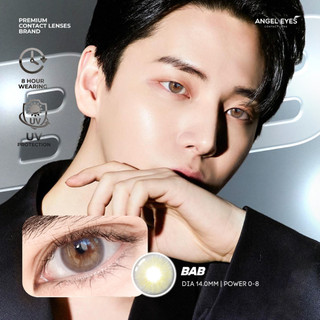 Lens xám tây có độ cận 0-8 BAB tự nhiên hiệu Angel Eyes | Kính áp tròng màu xám khói tây Dia 14.0