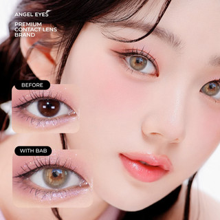 Lens xám tây có độ cận 0-8 BAB tự nhiên hiệu Angel Eyes | Kính áp tròng màu xám khói tây Dia 14.0