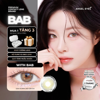 Lens xám tây có độ cận 0-8 BAB tự nhiên hiệu Angel Eyes | Kính áp tròng màu xám khói tây Dia 14.0