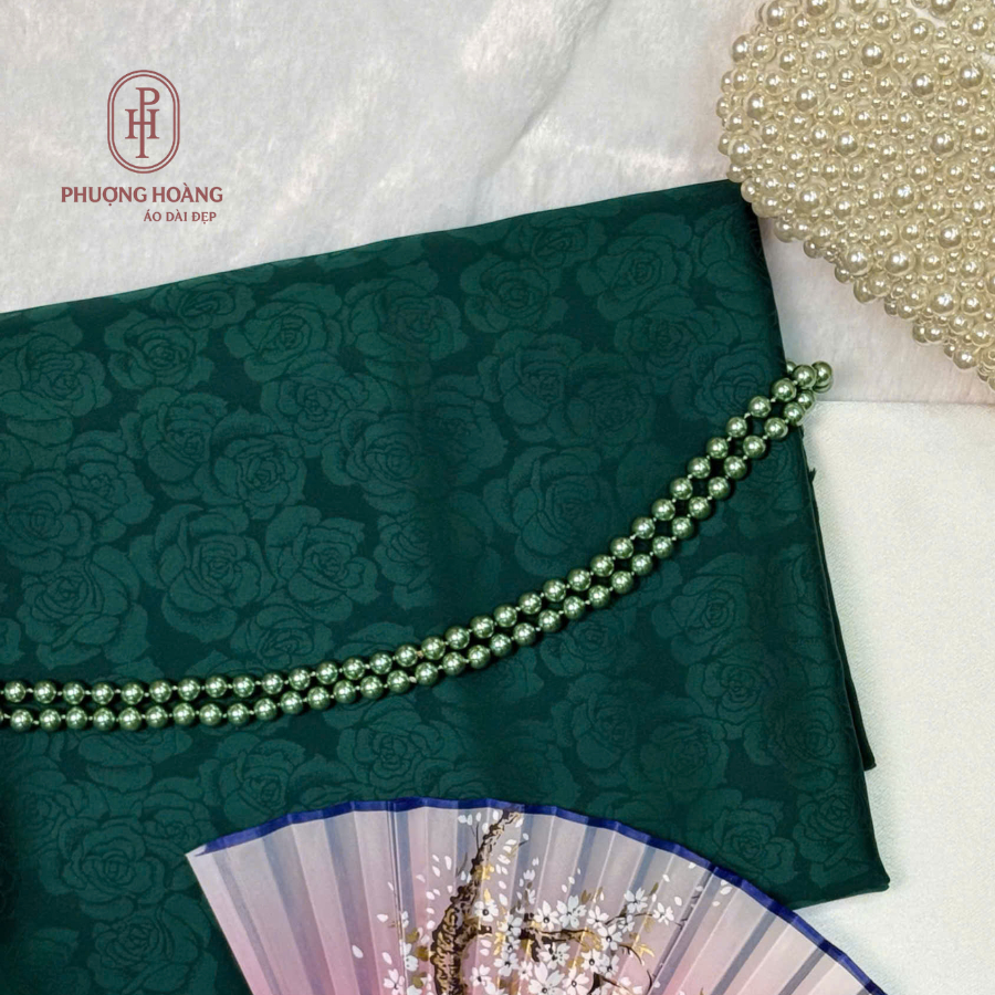GẤM LỤA CAO CẤP [Phượng Hoàng] May Áo Dài, May Đầm Váy họa tiết Hoa Hồng, chất liệu mềm rũ, mặc Tết HH02
