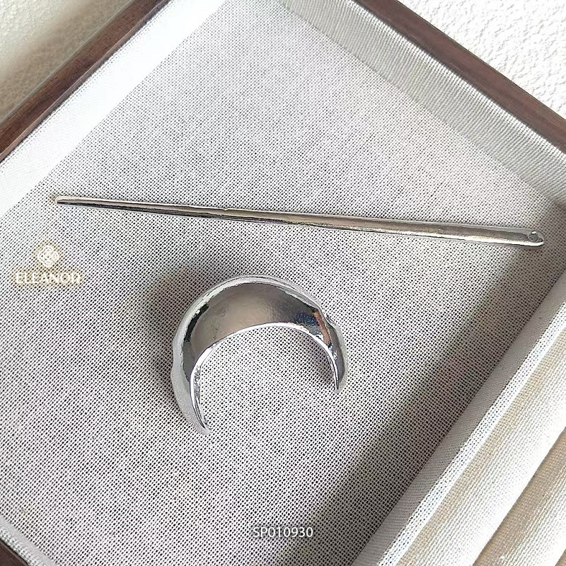Trâm cài tóc nữ Eleanor Accessories viền trơn hình mặt trăng khuyết phụ kiện tóc ghim tóc 10930