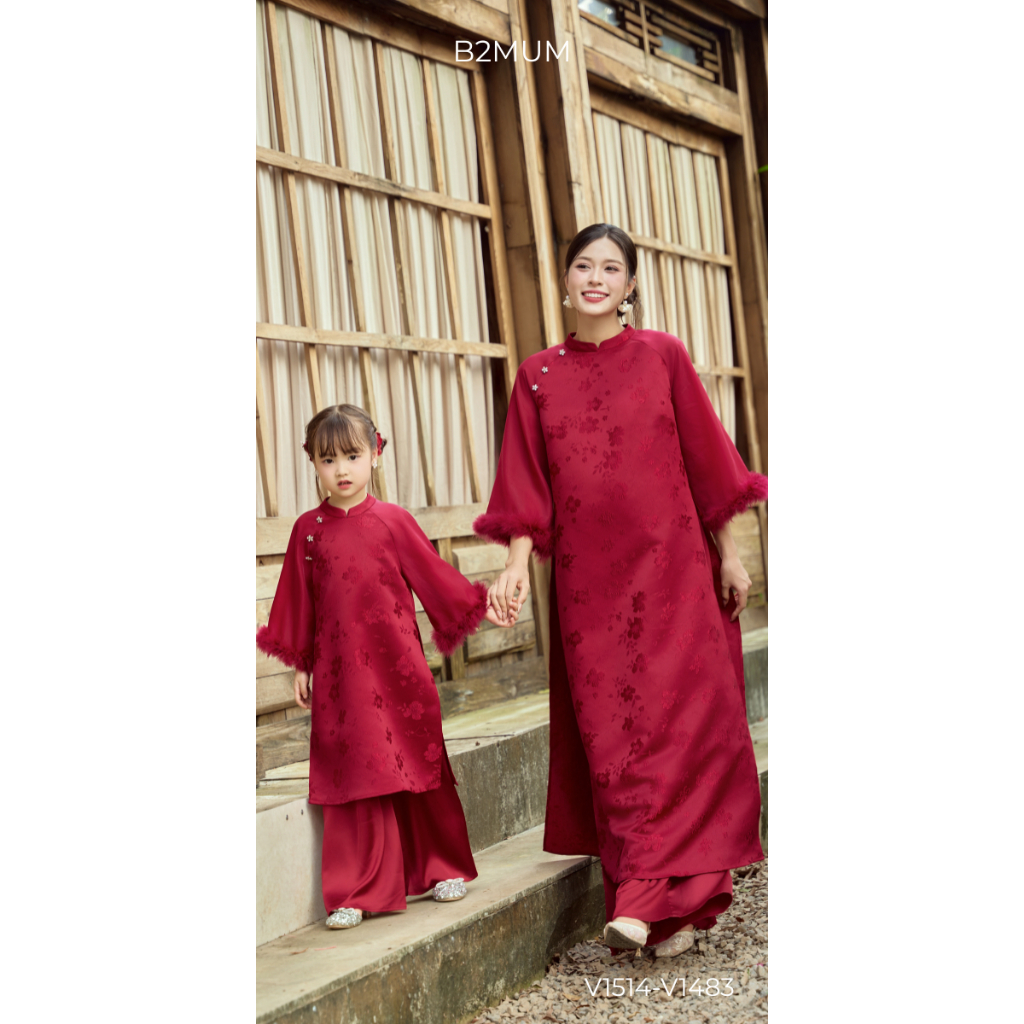 [ÁO DÀI BÉ] 13 - 33 kg họa tiết thêu, thiết kế duyên dáng cho bé mặc TẾT và MÙA LỄ HỘI - v1514 v1515 v1516 B2MUM
