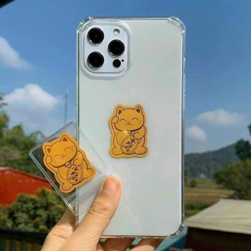 Miếng Dán Lưng Mèo Thần Tài Rồng Thần Tài điện thoại Thần Tài 12 Con Giáp Mạ Vàng 24K