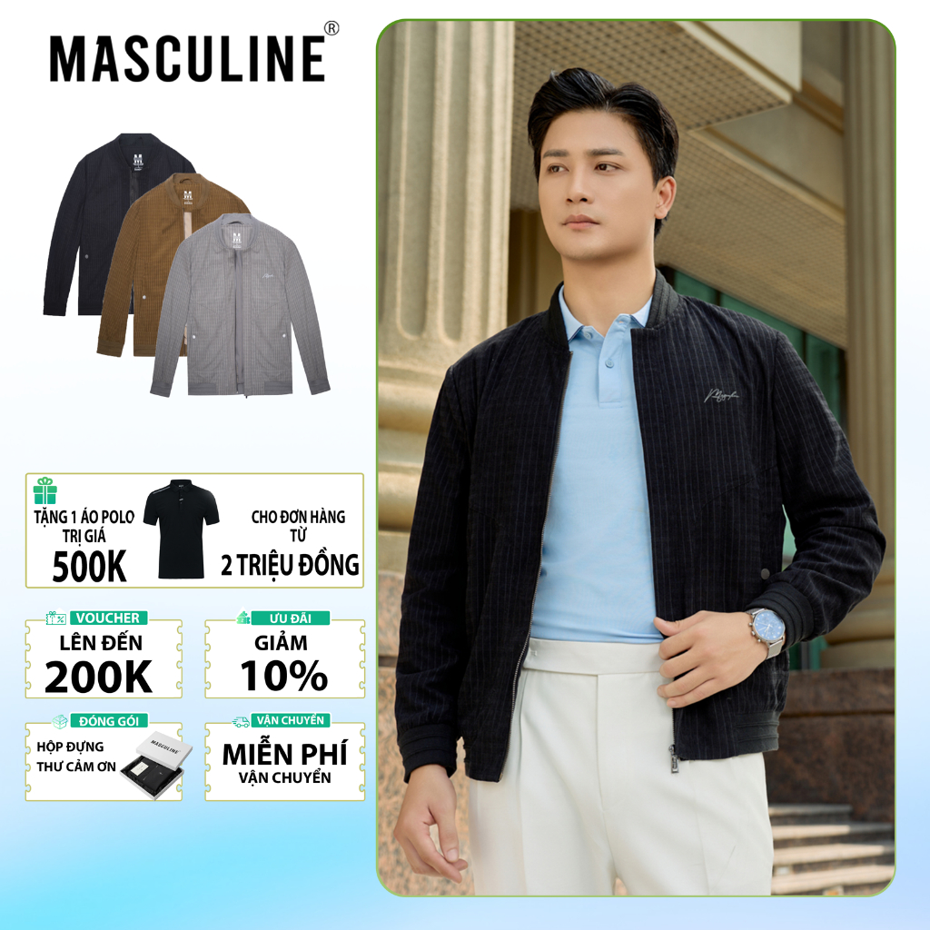 Áo khoác nam MASCULINE MAK513, MAK514, MAK515 - Kiểu dáng bomber trẻ trung, chất liệu cao cấp