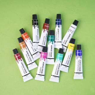 Màu Nước Acrylic GLOBAL ART 24 Màu  Cao Cấp - Màu Acrylic Chống Thấm Nước Bền Màu Vẽ Trên Mọi Chất Liệu