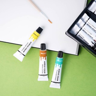 Màu Nước Acrylic GLOBAL ART 24 Màu  Cao Cấp - Màu Acrylic Chống Thấm Nước Bền Màu Vẽ Trên Mọi Chất Liệu