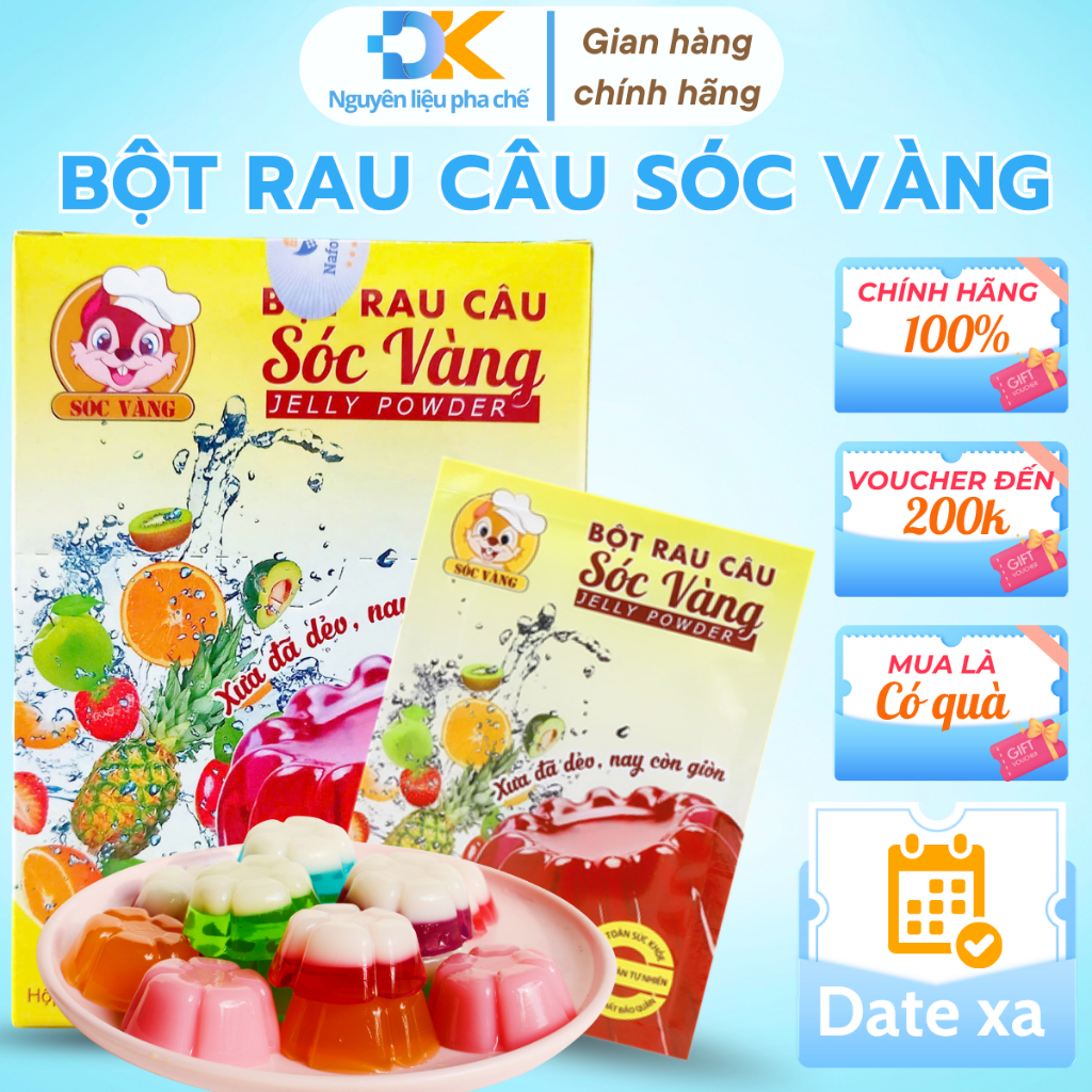Bột rau câu SÓC VÀNG gói 12g bột rau câu dùng làm thạch topping nấu ...