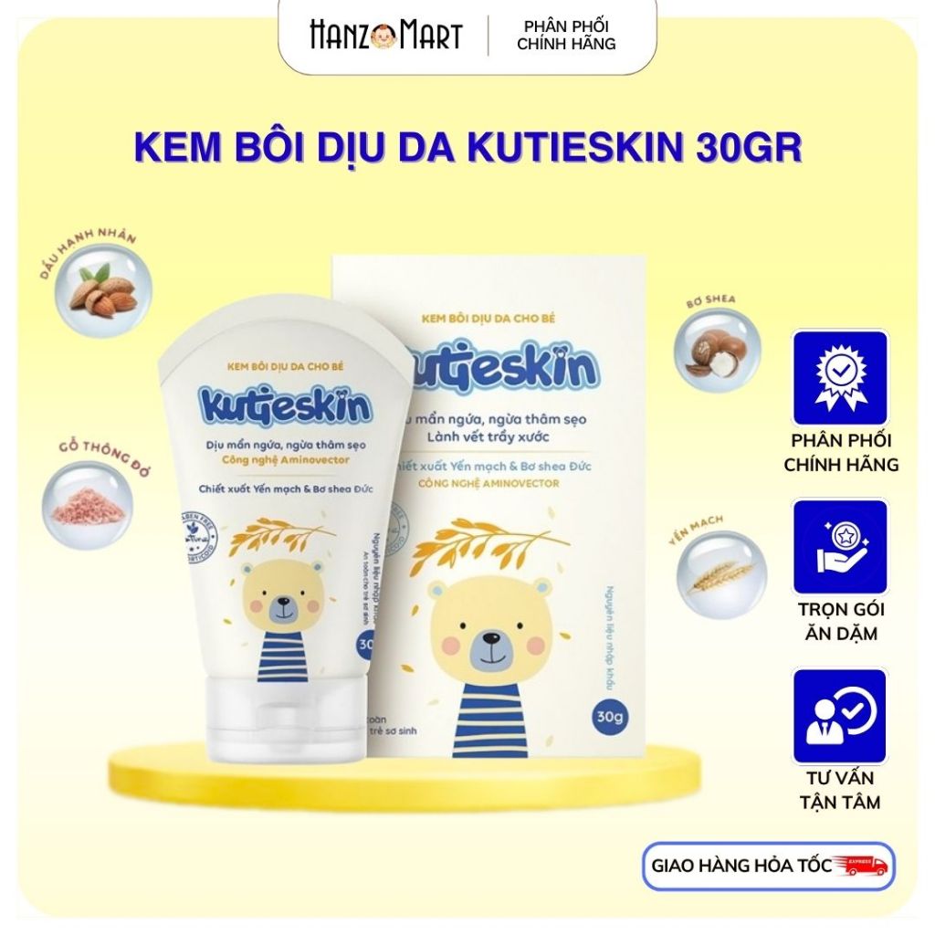 Kutieskin 30gr - dịu mẩn đỏ, dịu vết ngứa, hăm da, muỗi đốt, côn trùng cắn cho bé - hanzomart