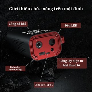Máy Bơm Lốp Không Dây 6000mAh, Vừa Là Sạc Dự Phòng Di Động, Màn Hình Kép Số SIÊU SÁNG, Đo Áp Suất Chính Xác
