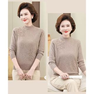 Áo len ấm áp mùa thu đông mới cho mẹ, áo len nhung dày và rộng ấm áp cho phụ nữ trung niên và người lớn tuổi