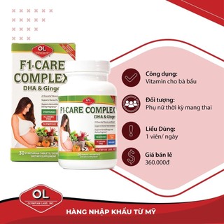 Viên uống bổ sung vitamin tổng hợp cho bà bầu Olympian Labs F1- Care Complex hộp 30 viên