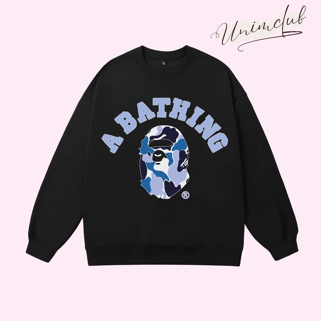 Áo Sweater Bape BBR Áo Nỉ Dài Tay Thu Đông Unisex Phong Cách Streetwear Nỉ Chân Form Dáng Rộng Châu Âu