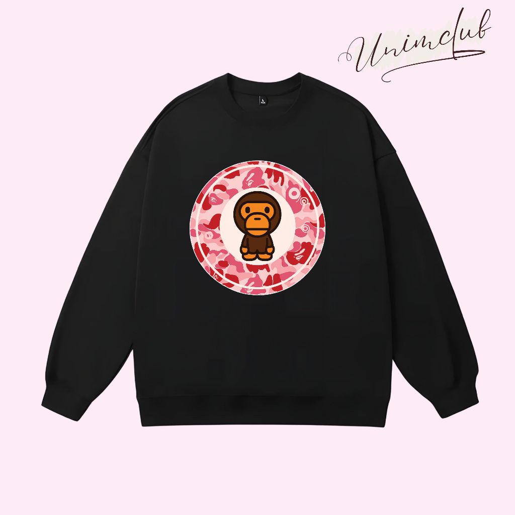 Áo Sweater Bape BBR Áo Nỉ Dài Tay Thu Đông Unisex Phong Cách Streetwear Nỉ Chân Form Dáng Rộng Châu Âu