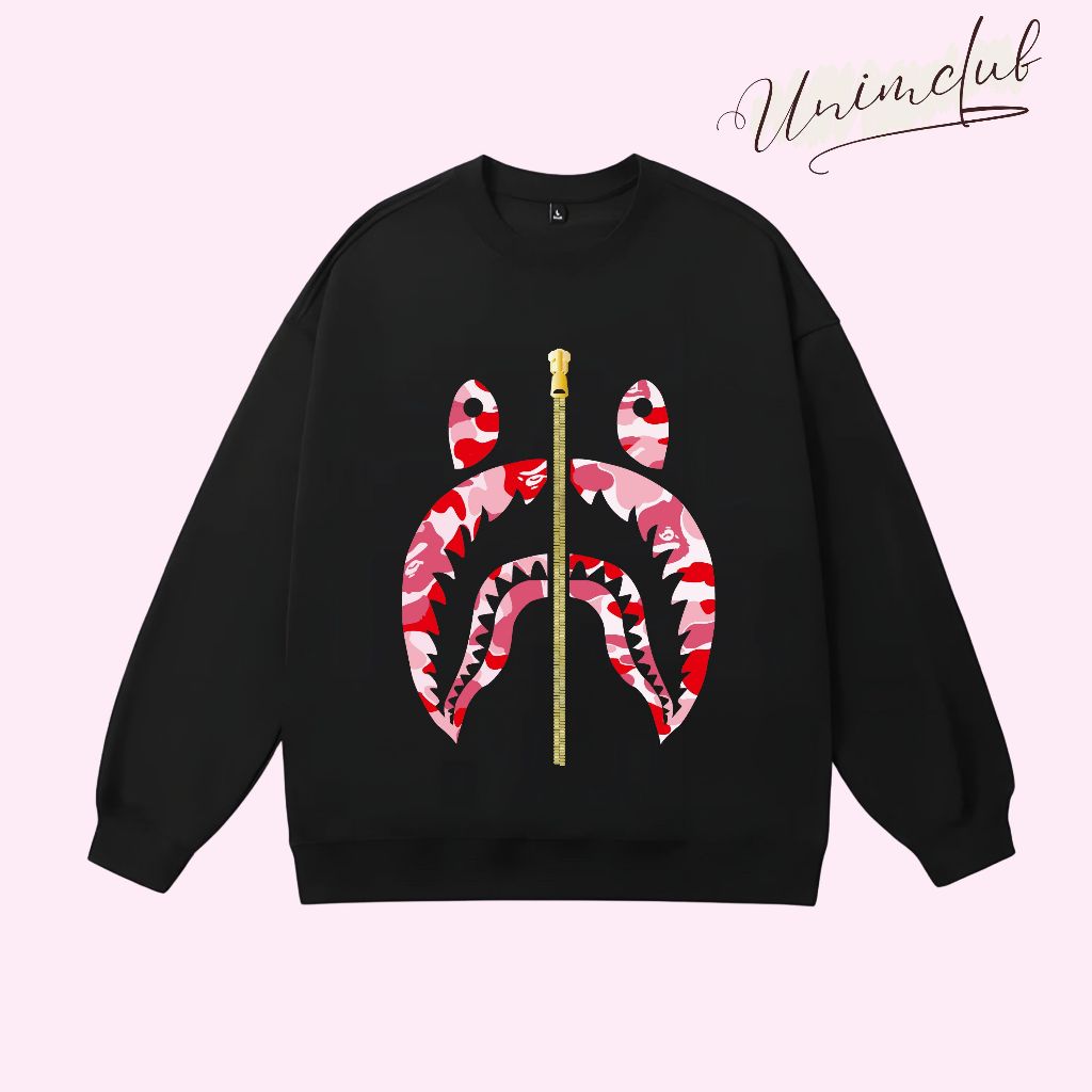 Áo Sweater Bape BBR Áo Nỉ Dài Tay Thu Đông Unisex Phong Cách Streetwear Nỉ Chân Form Dáng Rộng Châu Âu