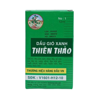 Dầu gió xanh Thiên Thảo hỗ trợ nghẹt mũi, chóng mặt, say tàu xe (chai 12ml)