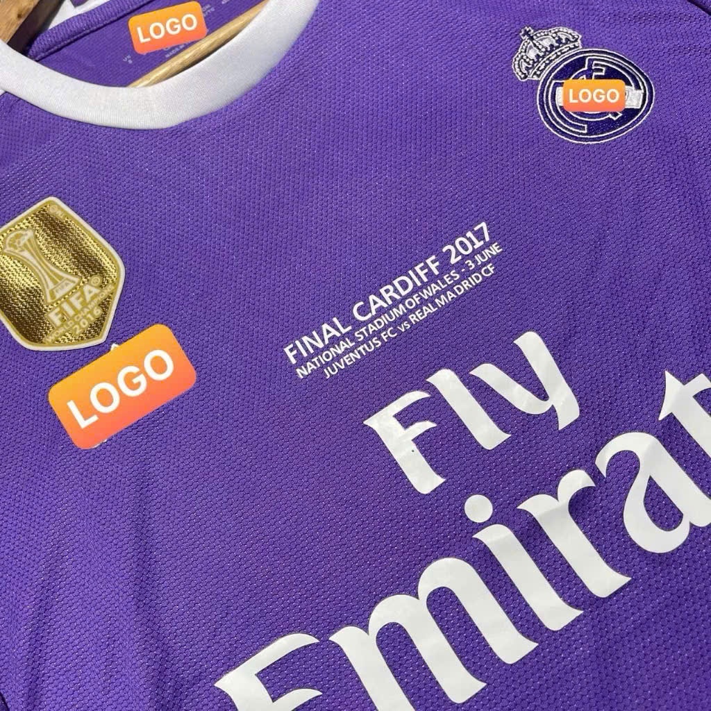 Bộ Quần Áo Bóng Đá CLB Real 2017, Áo Đá Banh Ronaldo - Vải Polyester Gai Thái Cao Cấp.