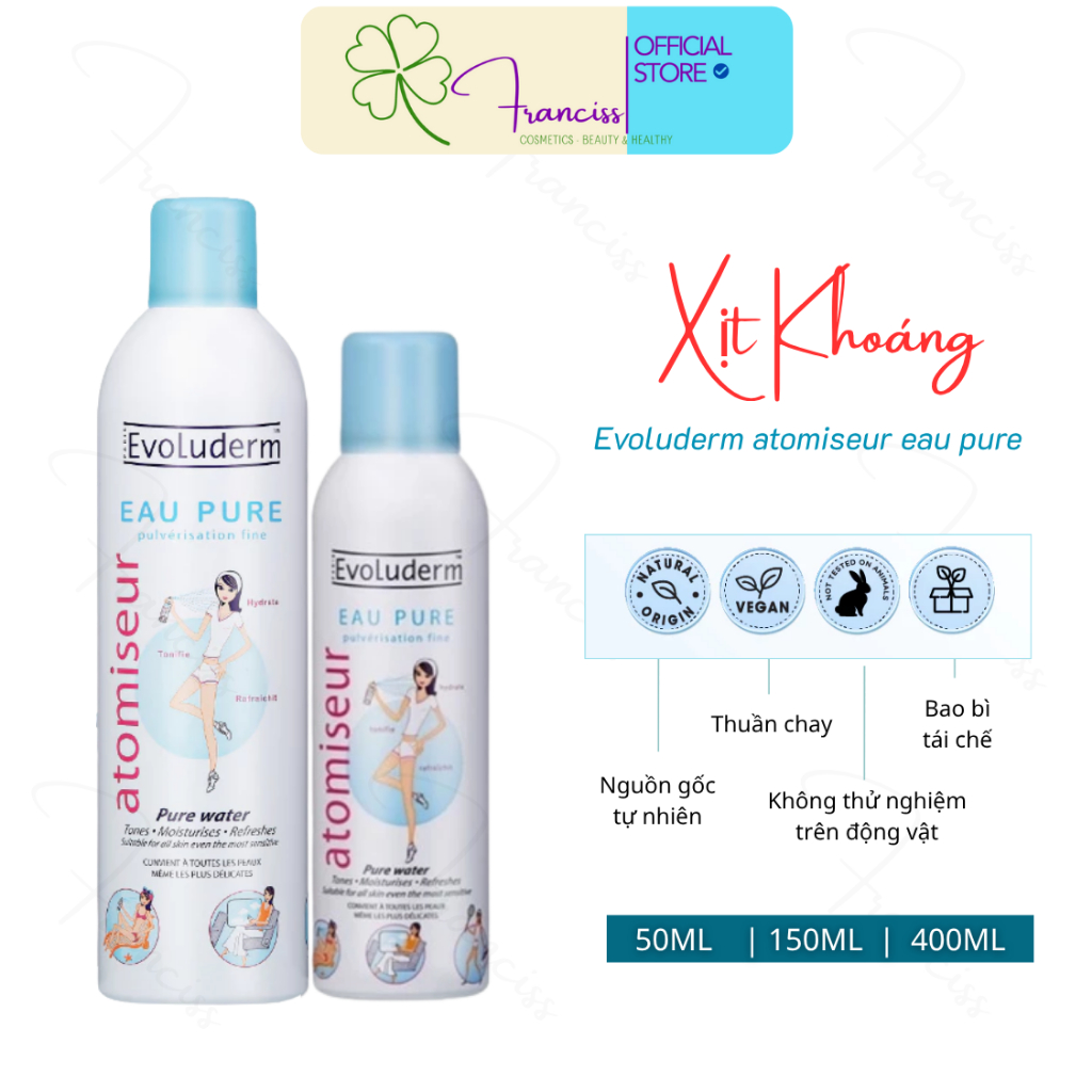 Xịt Khoáng Evoluderm Pure Water Atomizer Cấp Nước & Làm Dịu Da | Shopee ...