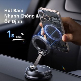 Giá đỡ điện thoại trên ô tô có nam châm, đế hút chân không, giá đỡ điện thoại có thể gấp lại, chuyên dụng cho việc dẫn